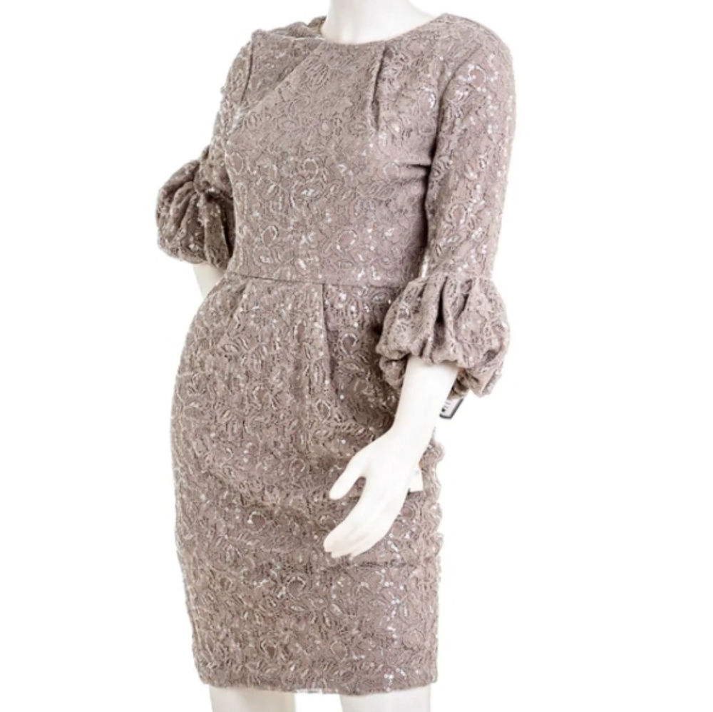 Betsey & Adams grey silver flair sleeve dress 12 - Picture 7 of 10